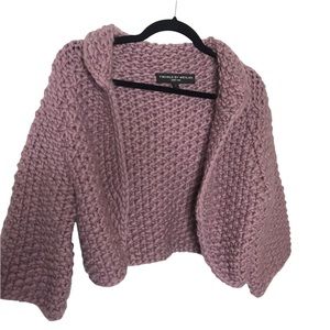 Twinkle and Wenlan New York Mauve Pink Wool Chunky Knit Cropped Boxy Sweater
